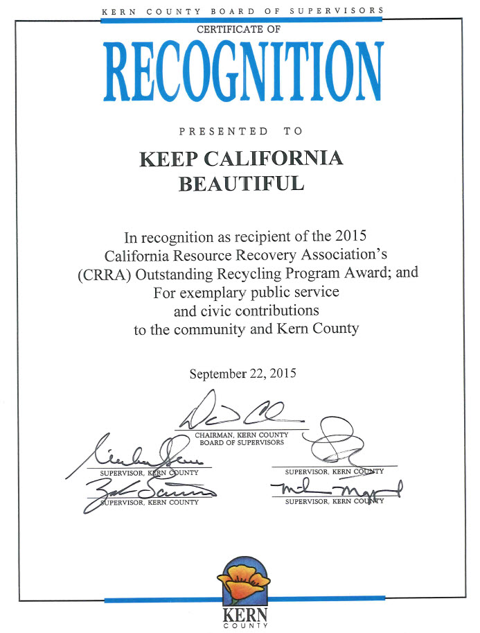 Kern County BoS Keep California Beautiful